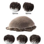 Mens Toupee HD105PERM Full French Lace Base with Permed Wavy Curly Hair