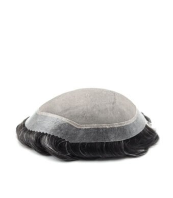 Mens Toupee M100 Scallop Front Mono Top with Poly Perimeter