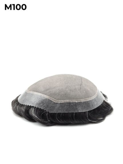 Mens Toupee M100 Scallop Front Mono Top with Poly Perimeter