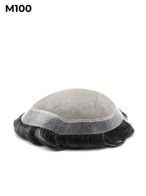 Mens Toupee M100 Scallop Front Mono Top with Poly Perimeter Mens Toupee M100 Scallop Front Mono Top with Poly Perimeter