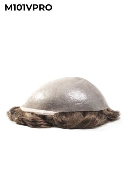 Mens Toupee M101 V-loop Thin Skin Base European Hair