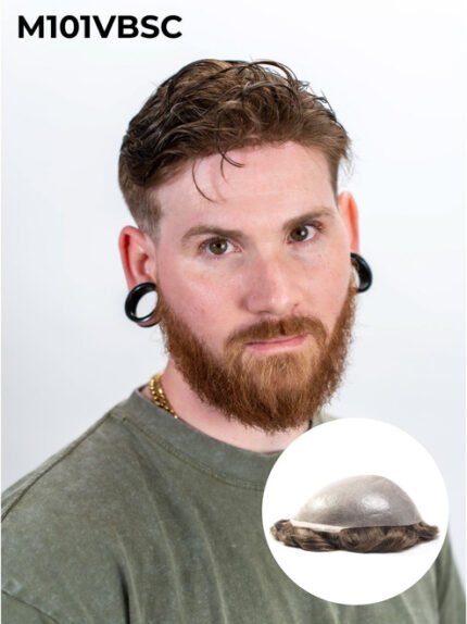 Mens Toupee M101 V-loop Thin Skin Base Hairpiece - Basic Version