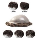 Mens Toupee M101PERM Thin Skin Base Permed Wavy Curly Hair