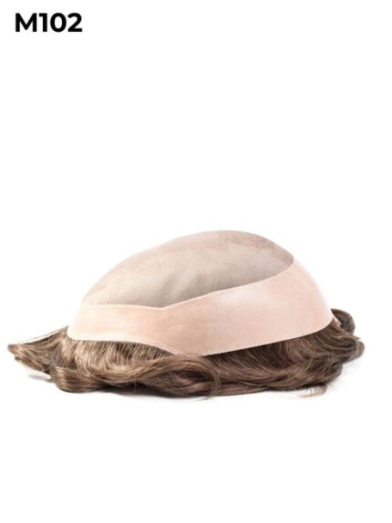 Mens Toupee M102 Mono Top with Poly Perimeter and Folded Lace Front