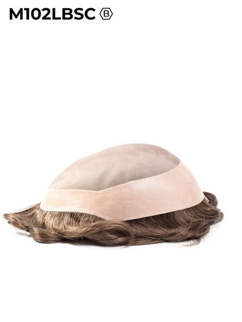Mens Toupee M102LBSC Mono Top with Poly Perimeter and Folded Lace Front Large - Basic Version Mens Toupee M102LBSC Mono Top with Poly Perimeter and Folded Lace Front Large - Basic Version