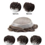 Mens Toupee M104PERM Mono Top with French Lace Front Permed Wavy Curly
