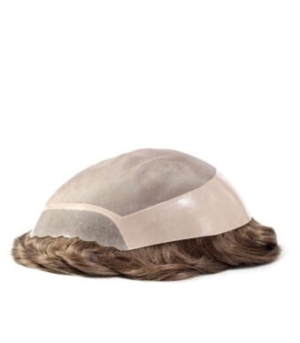 Mens Toupee M108 Scallop Front Mono Top with Poly Perimeter Large