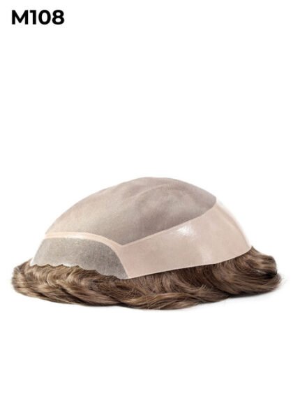 Mens Toupee M108 Scallop Front Mono Top with Poly Perimeter Large