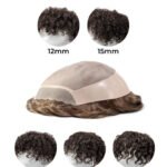 Mens Toupee M108PERM Mono Top with Skin Front Permed Wavy Curly Hair