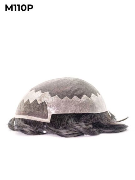 Mens Toupee M110P Super Fine Welded Lace with Clear Poly Painting Perimeter