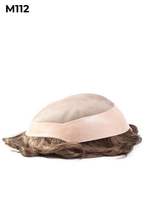 Mens Toupee M112 Mono Top with Poly Perimeter and Folded Lace Front Small Mens Toupee M112 Mono Top with Poly Perimeter and Folded Lace Front Small