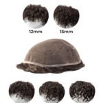 Mens Toupee M115 Swiss Lace with Low Hair Density Permed Wavy Curly Hair