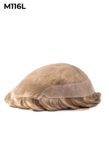 Mens Toupee M116L Swiss Lace with Poly Back Large Hairpiece