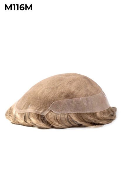 Mens Toupee M116M Swiss Lace with Poly Back Medium Hairpiece