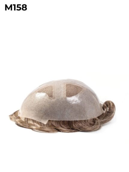 Mens Toupee M158 Skin Base with French Lace Window Top
