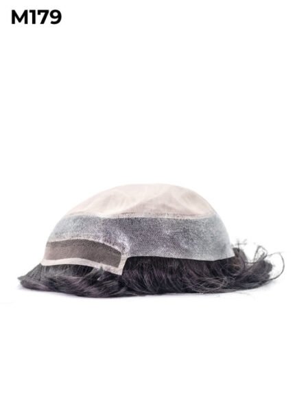 Mens Toupee M179 Injected Poly Skin Lace Front with Mono Inner Layer