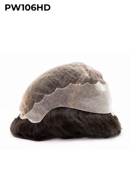 Mens Toupee PW106HD French Lace Poly Back Partial Wig